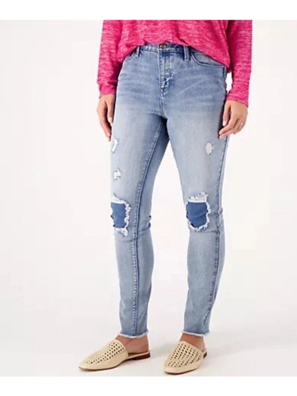 Laurie Felt Easy Skinny Size 28W Regular Forever Denim 5 Pocket Destructed NEW